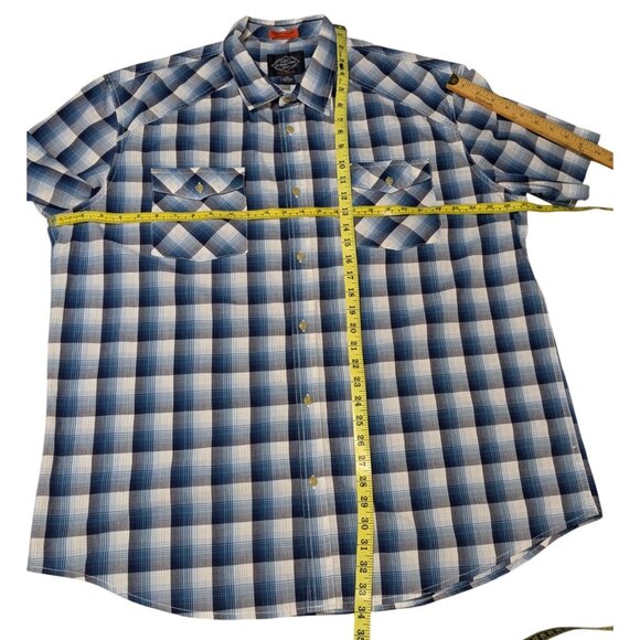 St. Johns Bay Comfort Stretch Classic Fit Blue Plaid Short Sleeve Shirt XXL men - Picture 5 of 10